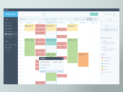 Medical Calendar app appointment calendar design health icons interface product design schedule sketchapp ui web app