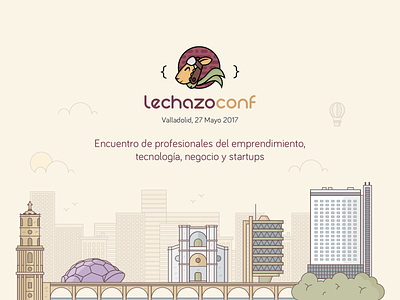 Lechazoconf Illustration bridge buildings city conference flat homepage illustration landscape line meetup vector website