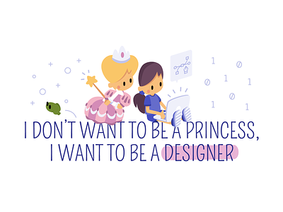 Women Day day designer frog illustration princess tech women