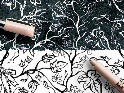 Black Ivy Hand Drawn Pattern design process hand drawn pattern handdrawn marijuana pattern pattern design process