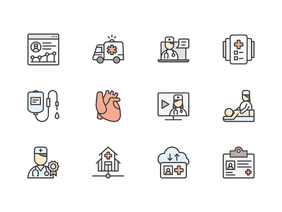 Medicine colored outline iconset (vol.2)