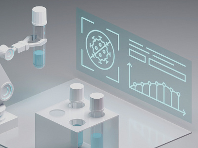 3D isometric illustration coronavirus vaccine