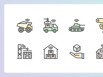 IIoT colored outline iconset colored design icon icons icons set iiot industrial internet of things industry information technology internet of things iot outline ui vector wireless
