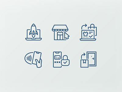 Untact economy outline iconset contactless delivery icon icons icons set mobile nfc online outline password payment rocket security shipping shop shopping start up startup store wear