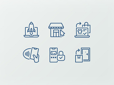 Untact economy outline iconset