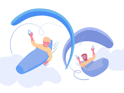 Paragliders business character cloud colored competition extreme flat fly fun guys illustration mans paraglide people sky sport start up vector