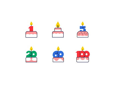 Anniversary badges anniversary badge bday birth birthday cake candle date icons icons set illustration label vector year