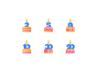 Anniversary gradient badges anniversary bday birthday cake congratulation date gradient icon icons icons set label sweet vector