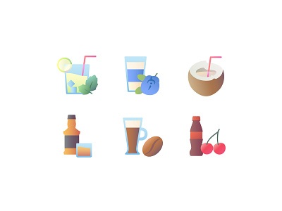 Drinks gradient iconset drinks flavor flavors flavours gradient icon icons icons set shop tasty topping vector