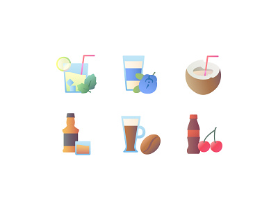 Drinks gradient iconset