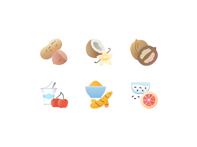 Healthy food gradient iconset colored delivery food gradient healthy icon icons icons set illustration nuts spices vector