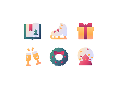 Christmas gradient iconset christmas colored decoration eve gift gradient icon icons icons set illustration new year thanksgiving vector winter xmas