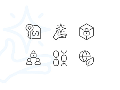 Blockchain outline icons