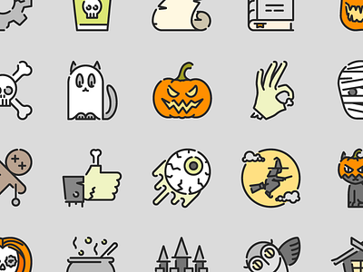 Halloween Colored Outline iconset ghost halloween icon icons icons set illustration like pumpkin vector witch