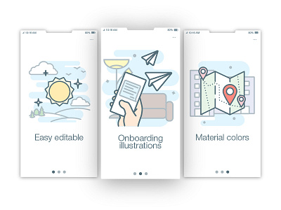Onboarding colored outline illustrations