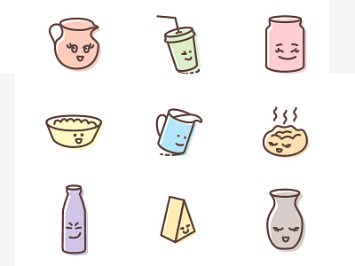 Icons (Kruzhka&Vatruska brand) drink food icon icons illustration logo milk vector