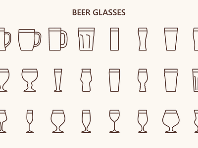 Beer glasses (outline icons)