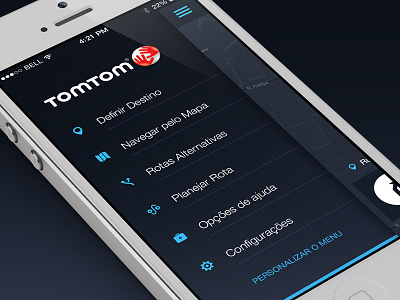 TomTom App - Redesign app gps ios 7 iphone layout menu mobile redesign sidebar tomtom user interface