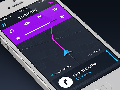 TomTom App - Redesign app gps ios 7 iphone layout map mobile navigation redesign tomtom user interface