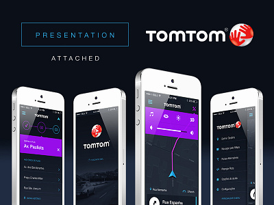 TomTom App - Redesign Presentation app gps ios 7 map navigation presentation redesign sidebar splash screen step by step tomtom user interface