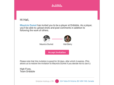 Dribbble Redesign Invitation Email design email design first shot hi