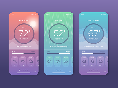 Good Vibes Weather App app design minimal