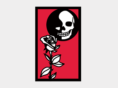 Rose and death moon design illustration japanese rose skull tattoo