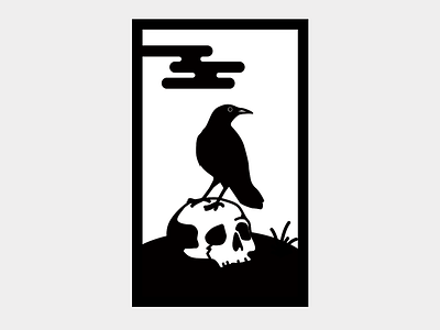 Skull and crow crow design illustration japanese skull tattoo