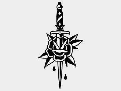 Old school tattoo design - Dagger and Rose design illustration old school tattoo rose tattoo traditional tattoo vector