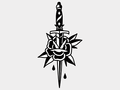 Old school tattoo design - Dagger and Rose