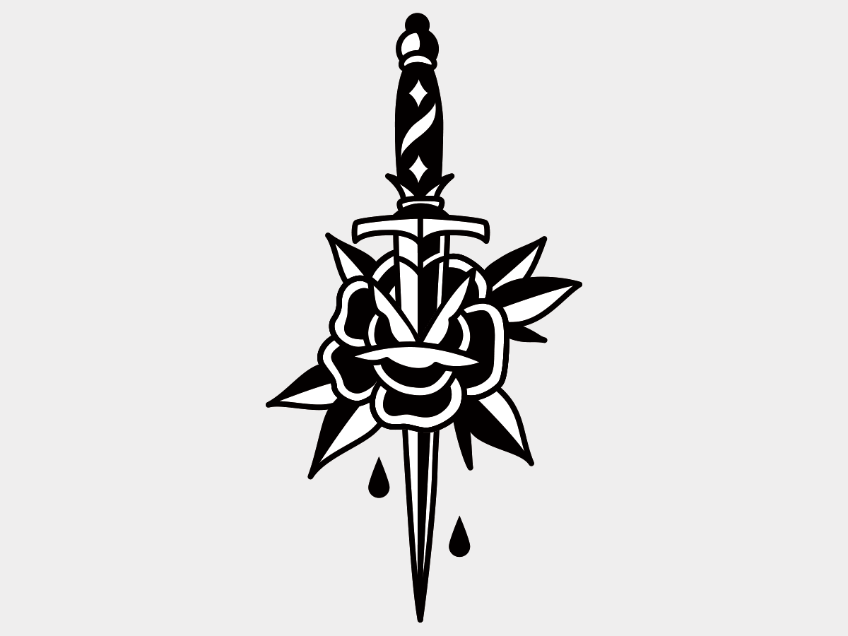 Old school tattoo design - Dagger and Rose by Futaba Hayashi on Dribbble