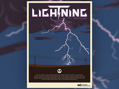 Lightning Weather Poster electric electricity illustration kapow lightning poster purple storm thunder weather weather underground wpa