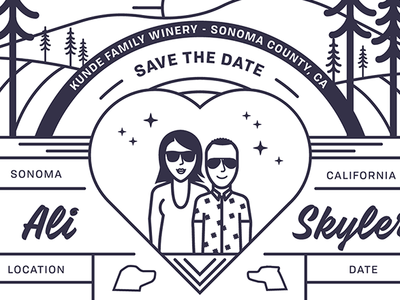 Save The Date california illustration line save the date sonoma typography wedding wine