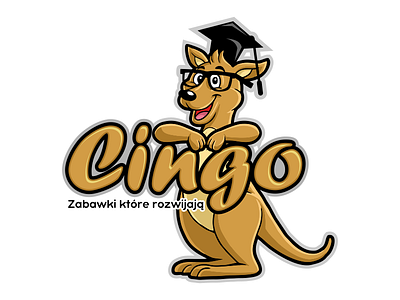 Cingo cartoon character education logo friendly fun icon kangaroo logo mascot school smart vector