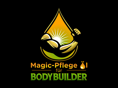 Magic Pflege Oil body builder fitness icon logo oil sport vector