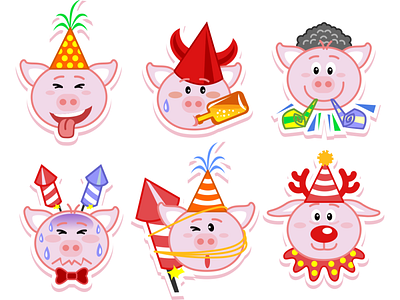Emoji New Year clean cute emoji funny new year pig playful