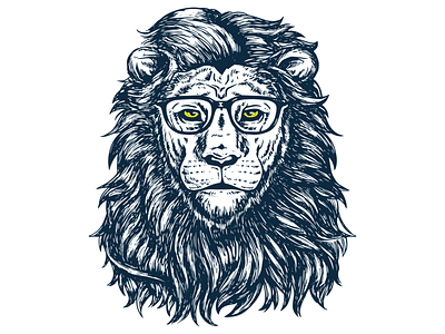 Lion Father drawing geek icon king lion logo vector