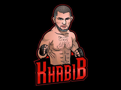 Khabib cartoon character drawing fun illustration khabib logo martial mascot simple vector