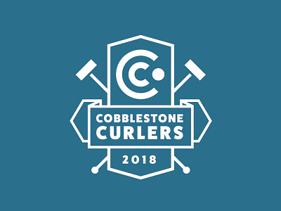Cobblestone Curlers Logo curling emblem fun logo shield sport