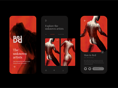 Bod - The Unknown Artists app design application art design graphicdesign illustration mobile mobile app design mobile ui procreate rishaaart ui uidesign
