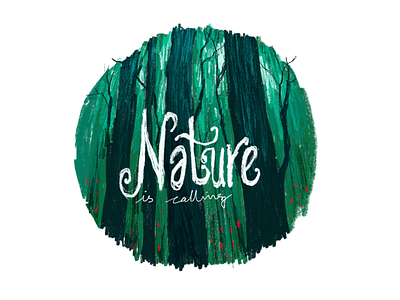 Nature Is Calling illustration procreate typography