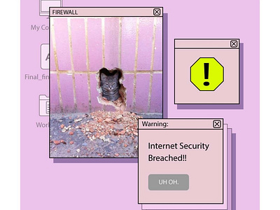 Firewall Breached! cat memes design funny meme