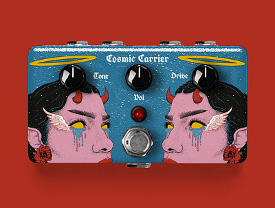 Cosmic Carrier Guitar Pedal drawing face female guitar pedal illustration music pedal craft product design