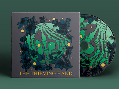 The Thieving Hand album art cd cover floral hand illustration posthardcore skeleton thieving