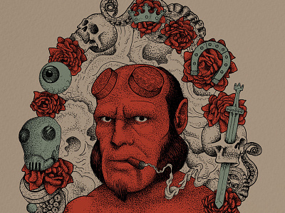 Hellboy: Portrait 20th anniverary character comics dark horse comics hellboy illustration ink drawing lovecraft mike mignola movie red