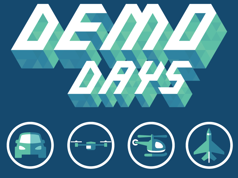 Demo Days airplane digital drone event poster flat heli helicopter icons isometric rc car retail