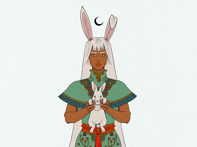 Year of the Rabbit bunny character design chinese zodiac digital drawing female hare illustration lunar new year rabbit