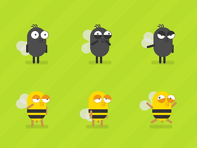 The Fly & The Bee 2d art bee bugs character character concept characterdesign design fly mobile game sketch vector