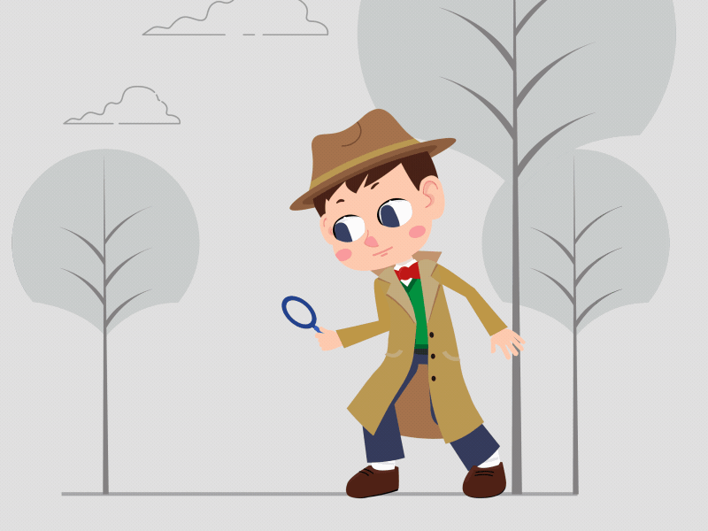 Young Detective 2d 2d animation animation boy character child coat detective gif illustration inquisitor magnifying glass probing questioner search searching walk walking young