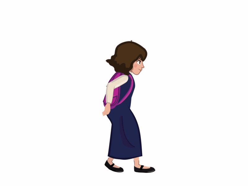 School Girl 2d animation bag gif girl happy jump school walk walkcycle